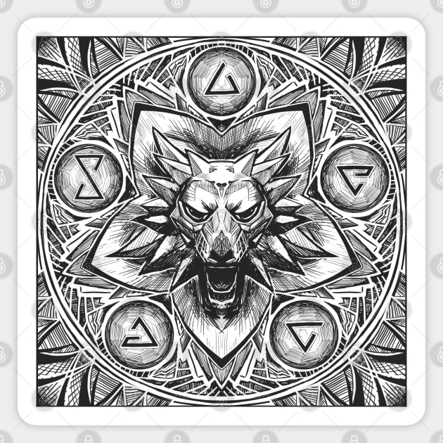 Signs of the Wolf (Square) Sticker by njonestees